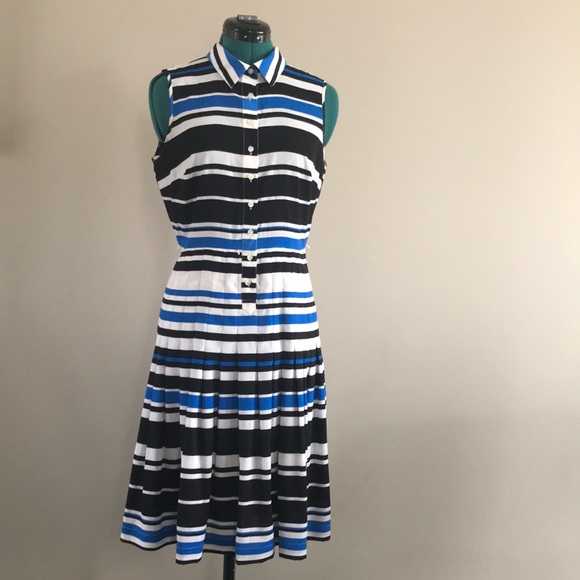 Calvin Klein US size 6 dress. Blue, white and black striped. - Picture 1 of 6